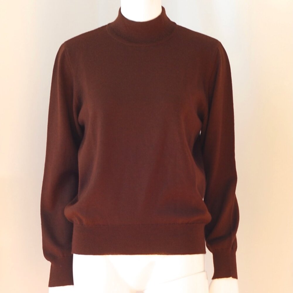 Rodier Brown Wool Blend Mock Turtle Neck Sweater - France
